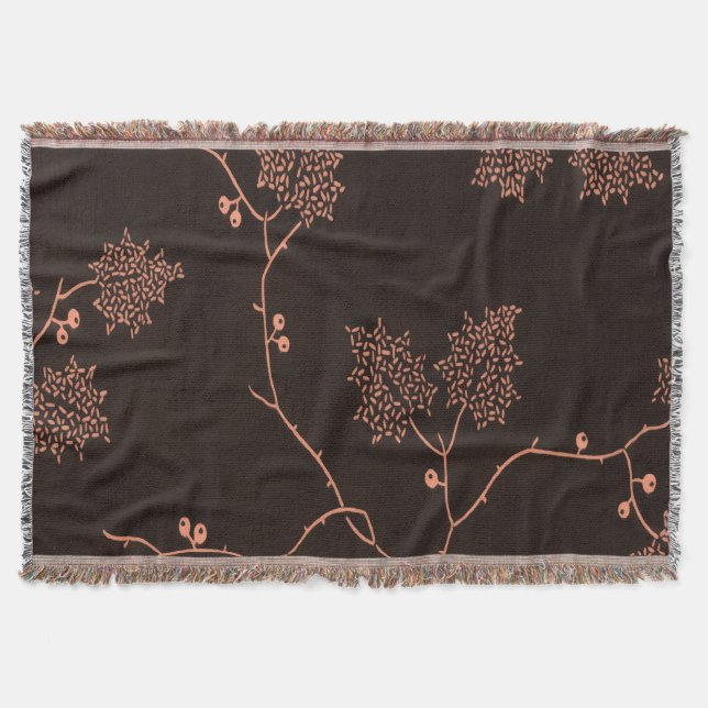 Peach  Botanical Throw Blanket (Front)