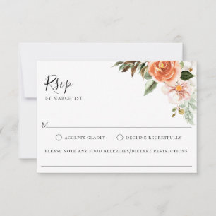 Peach Botanical Wedding Food Allergy RSVP Card
