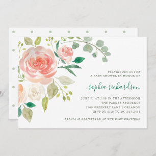 Peach Bouquet Baby Shower Invitation