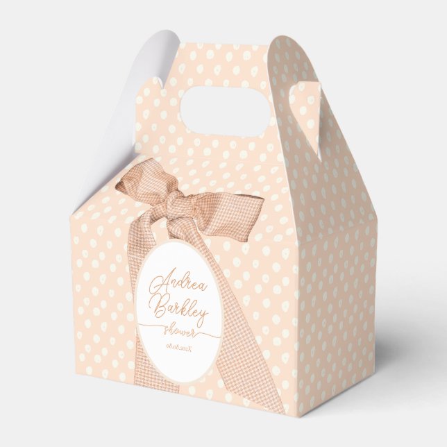 Peach Bow Baby Shower Favor Box (Front Side)