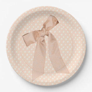 Peach Bow Baby Shower  Paper Plate