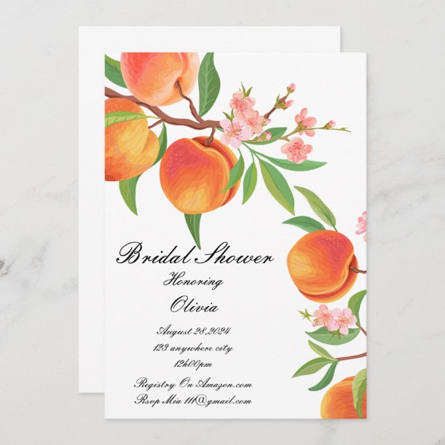 PEACH BRIDAL SHOWER INVITATION (Front/Back)
