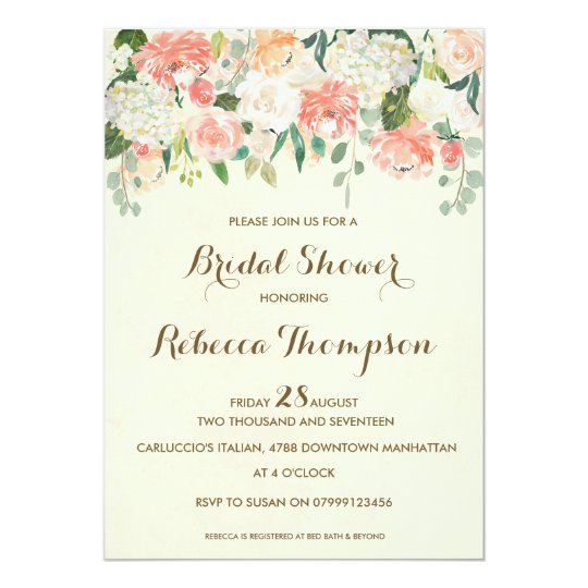 peach bridal shower invitation elegant modern