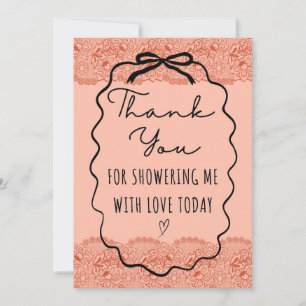 Peach bridal shower thank you card