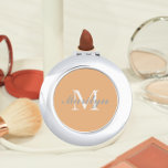 Peach Bridesmaid Initial and Name Compact Mirror<br><div class="desc">A personalized compact mirror for your wedding bridesmaid or maid of honour that has her initial and name on a trendy,  peach colour background. Edit to replace initial and name. Select your compact mirror style.</div>