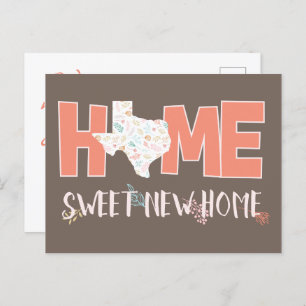 Peach & Brown Home, Sweet New Home - Texas Announcement Postcard