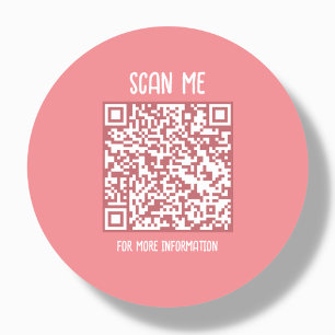 Peach Business QR Code Scannable Classic Round Sticker