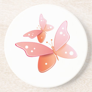 Peach Butterflies Coaster