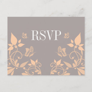 Peach Butterfly Floral RSVP Postcard