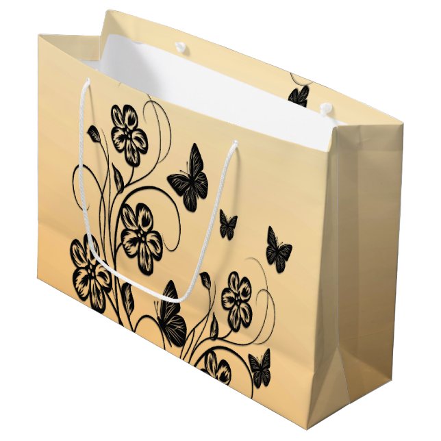 Peach Butterfly Garden Large Gift Bag (Front Angled)