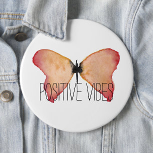 Peach butterfly with personalized 6 inch round button