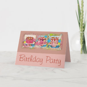 Peach Cake Art Anniversaire Fête Invitation