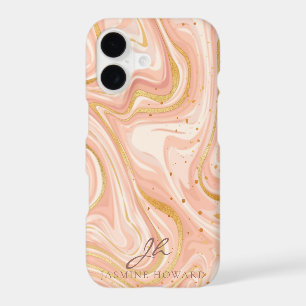 Peach Cake Marble Gold Glitter Customizable