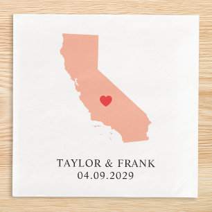 Peach California Wedding Napkin