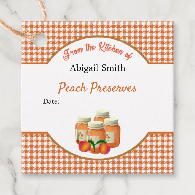 Peach Canning Jar Square Hang Tag (Front)