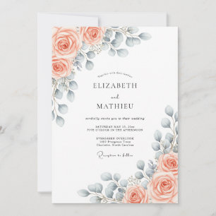 Peach Captivating Botanical Wedding Invitation