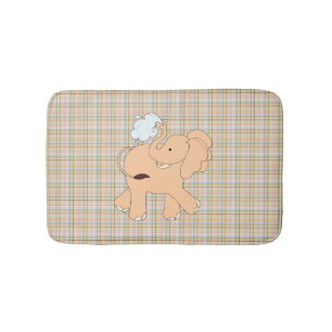 Peach Cartoon Elephant Kid's Bath Mat