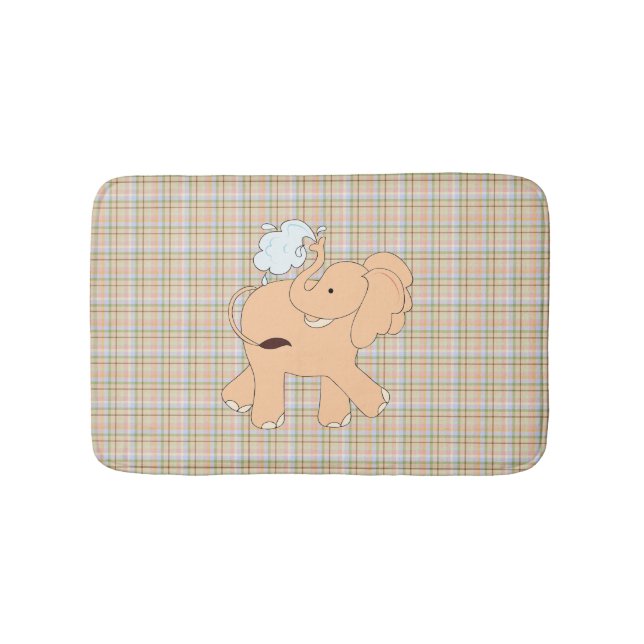 Peach Cartoon Elephant Kid's Bath Mat (Front)