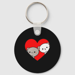 Peach Cartoon Love Goma Cat Valentine’s Day Heart  Keychain