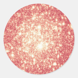 Peach Champagne Stars Classic Round Sticker
