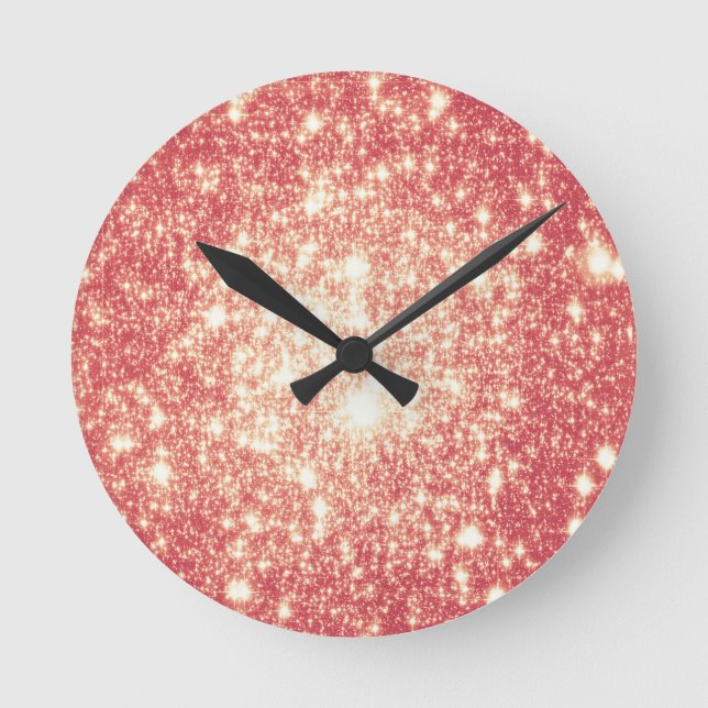Peach Champagne Stars Round Clock (Front)