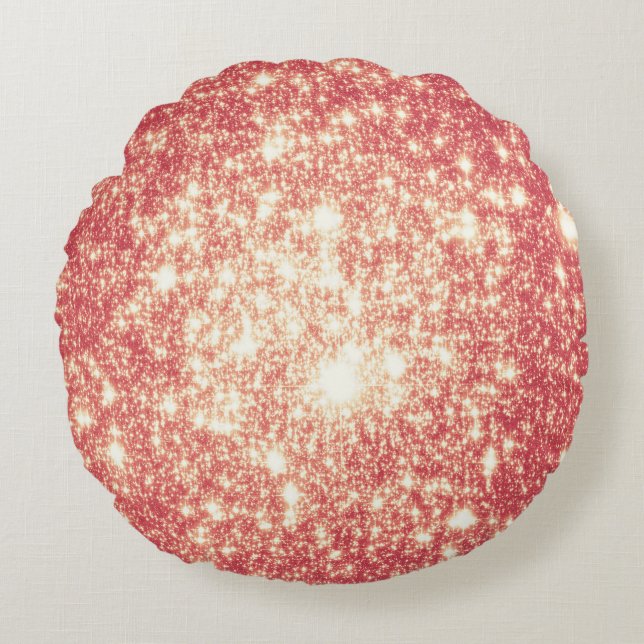 Peach Champagne Stars Round Pillow (Front)