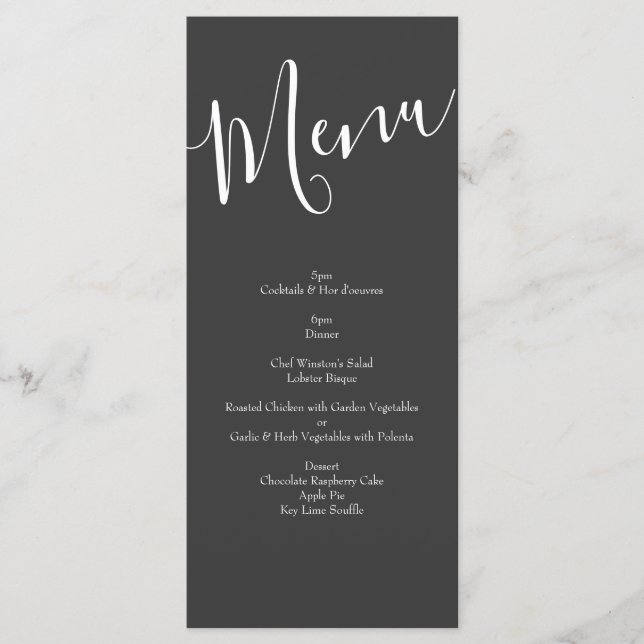 Peach Charcoal Grey Peony Rose Wedding Menu (Front)