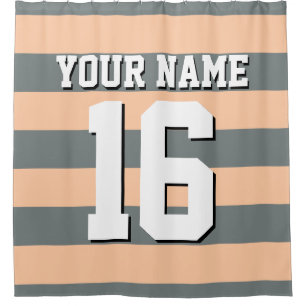 Peach Charcoal Sports Jersey Preppy Stripe