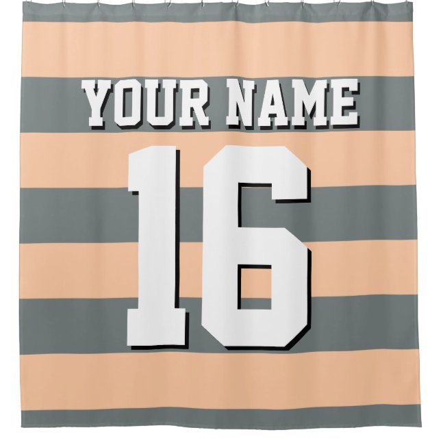 Peach Charcoal Sports Jersey Preppy Stripe (Front)