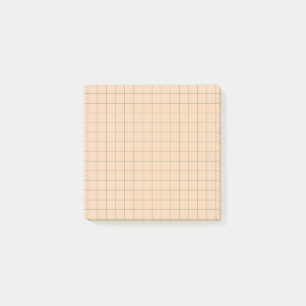 Peach Chequered Grid Pattern Aesthetic Office Post-it Notes