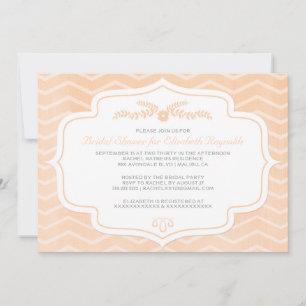 Peach Chevron Bridal Shower Invitations