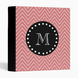 Peach Chevron Pattern   Black Monogram Binder