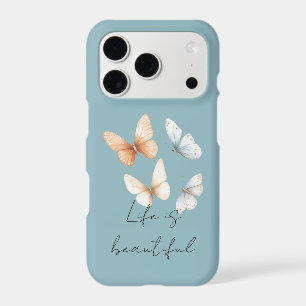 Peach Chic Blue Butterflies 
