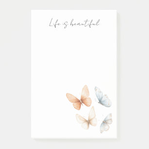 Peach Chic Blue Butterflies  Post-it Notes