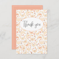 Peach Chickens Flat Thank You Card