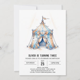 Peach Circus Tent Birthday Invitation