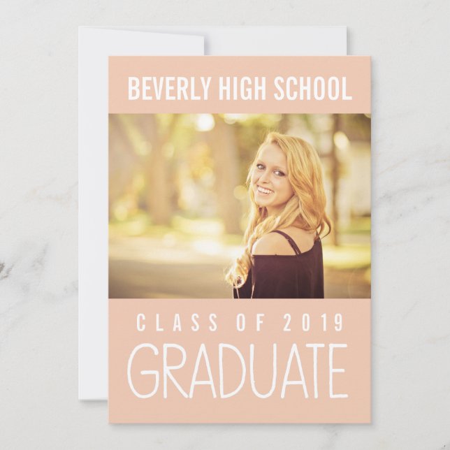 Peach Class of 2019 Graduation Photo Announcement (Front)