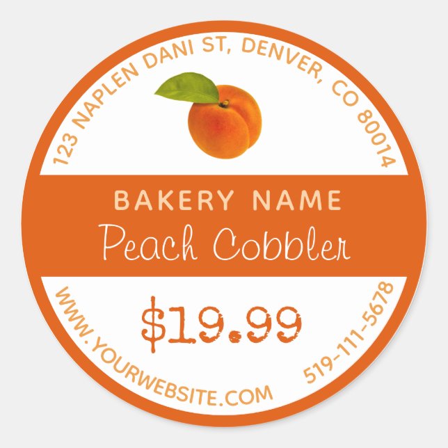 Peach Cobbler Boulangerie Sticker rond (Devant)