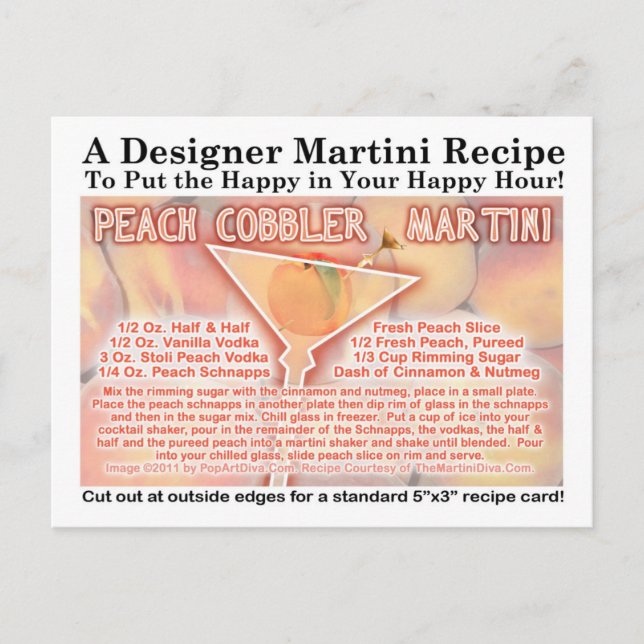 Peach Cobbler Martini Recette Carte postale (Devant)