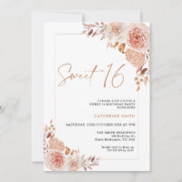 Peach Colored Boho Floral Sweet 16 Birthday