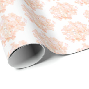 Peach Colored Hydrangea On White Wrapping Paper