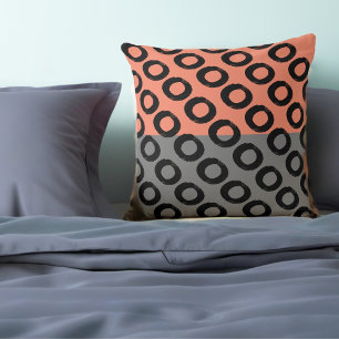 Peach colour block Modern Geometric Circle Halves Throw Pillow