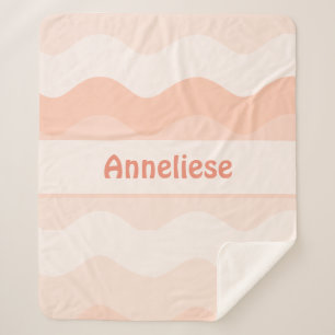 Peach Colour gradient  Wavy Personalized Blanket