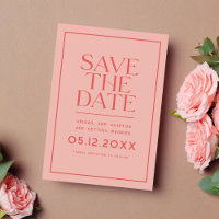 Peach Colour Modern Save the Date