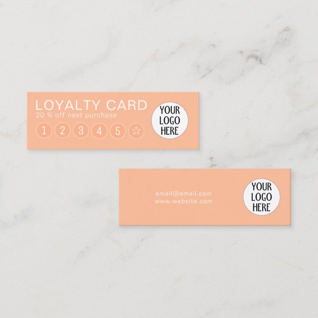 Peach colour of 2024 with custom company logo loyalty card (Front/Back)