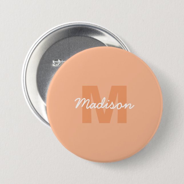 Peach colour of 2024 with custom Monogram name 3 Inch Round Button (Front & Back)