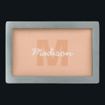 Peach colour of 2024 with custom Monogram name Belt Buckle<br><div class="desc">Trendy peach colour of 2024 with Monogram name. Create a unique and personalized gift with a custom touch! Select a font and colour scheme that suits your style,  arrange everything in a visually appealing way using editing tool.</div>