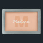 Peach colour of 2024 with custom Monogram name Belt Buckle<br><div class="desc">Trendy peach colour of 2024 with Monogram name. Create a unique and personalized gift with a custom touch! Select a font and colour scheme that suits your style,  arrange everything in a visually appealing way using editing tool.</div>