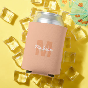 Peach colour of 2024 with custom Monogram name Can Cooler