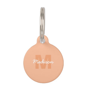 Peach colour of 2024 with custom Monogram name Pet Tag